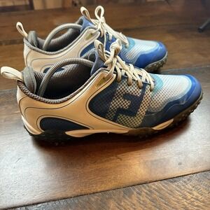 FootJoy FJ Golf Shoes Mens Size 10 Blue White Flex Zone Soft Spikes Cleats
